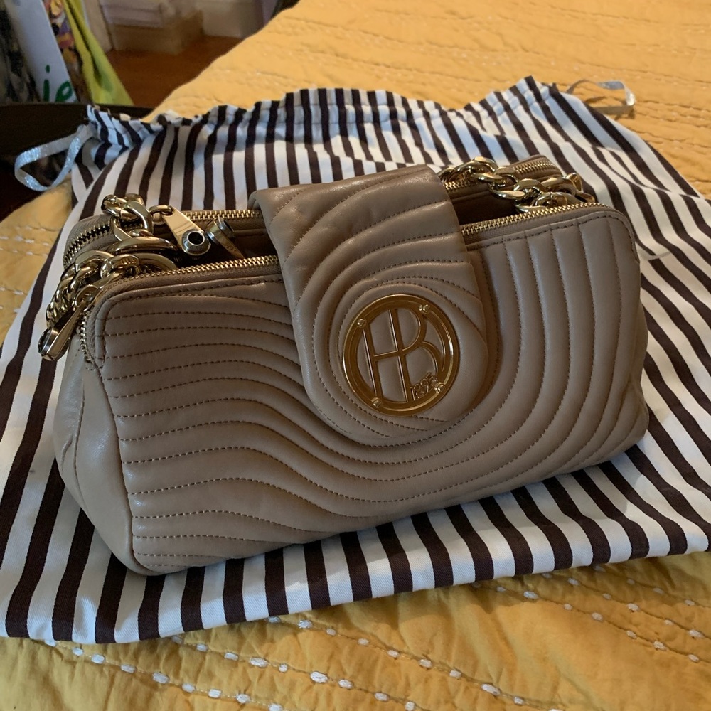 Henri Bendel cream leather bag with gold chain